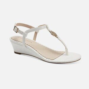 CHARTER CLUB Womens White Croc Palerrmo Round Toe Wedge Slingback Sandal